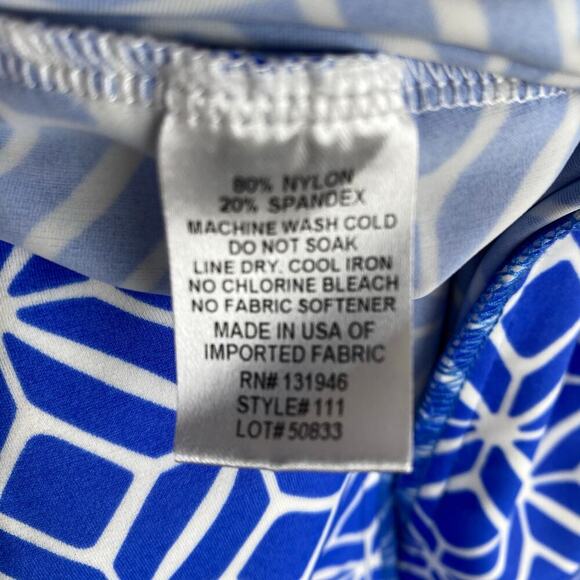 Jude Connally Megan Dress Size M Cobalt Blue Star Lattice 3/4 Sleeve Nautical - Picture 12 of 13